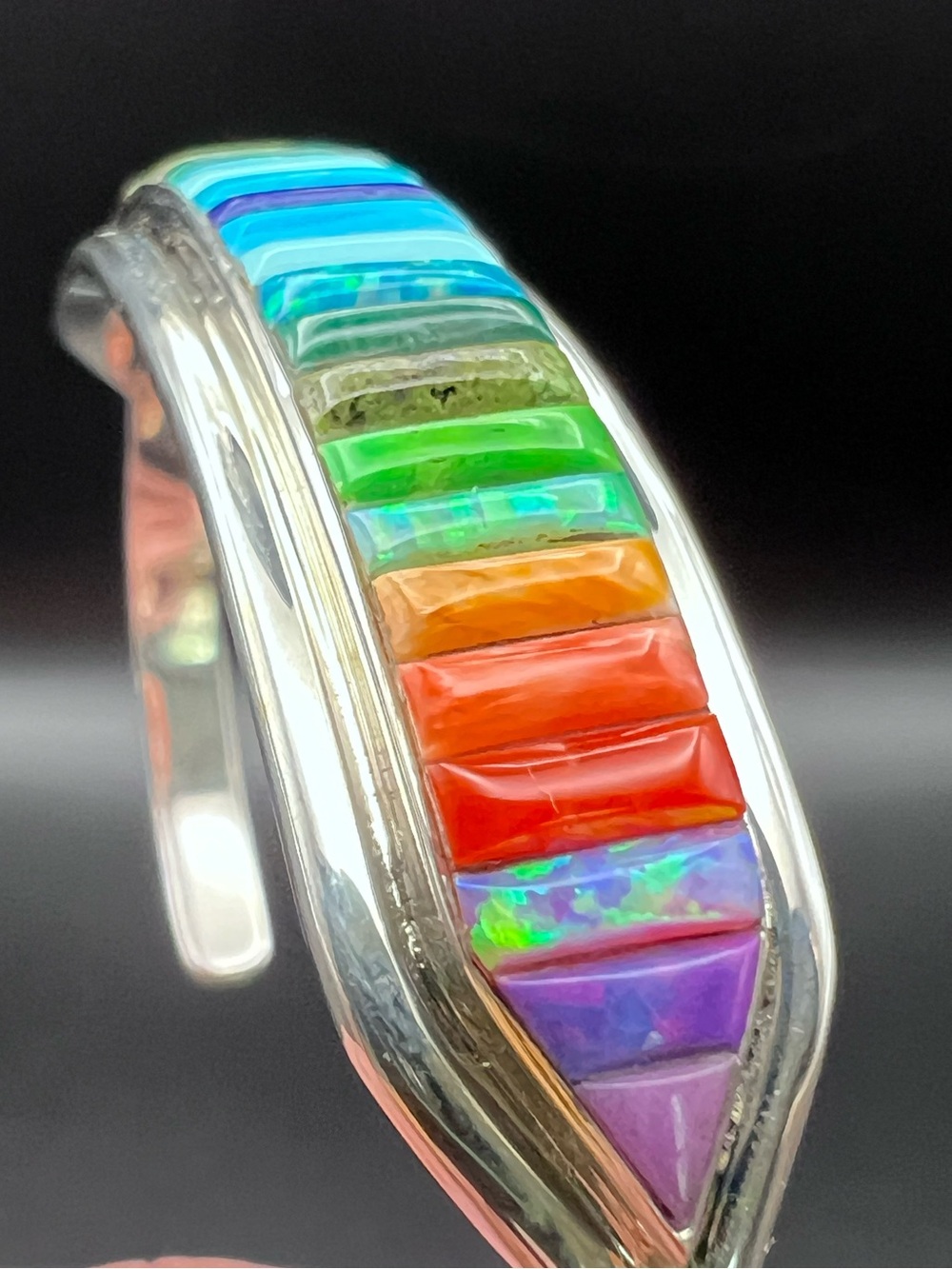Sterling Silver Opal Inlay Cuff - Picture 5 of 13